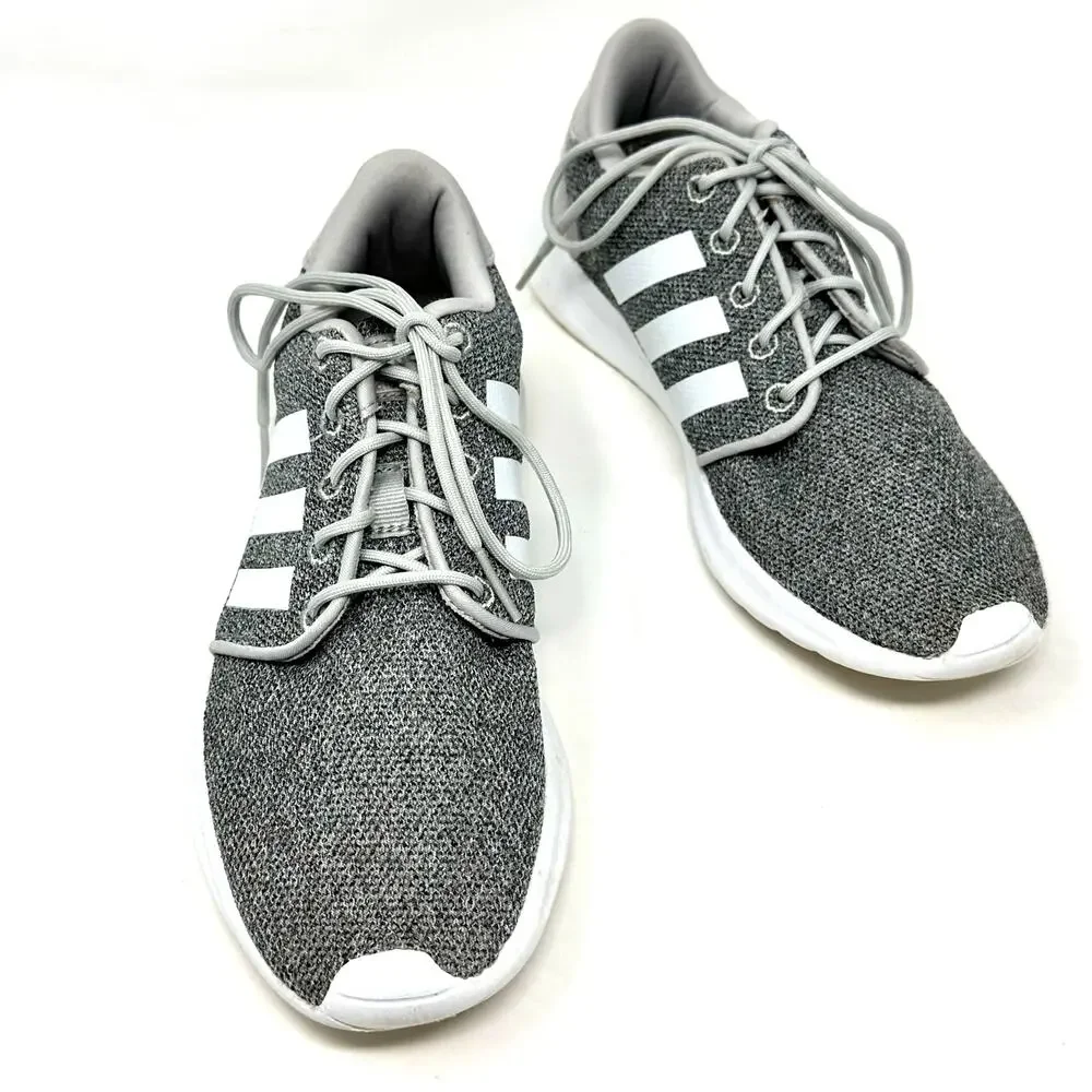 Adidas QT Racer Cloudfoam Gray White Knit Sneakers Women’s 6.5